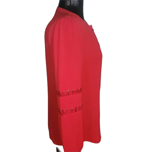 Le Chateau Red Button Front Blouse S - Picture 3 of 6